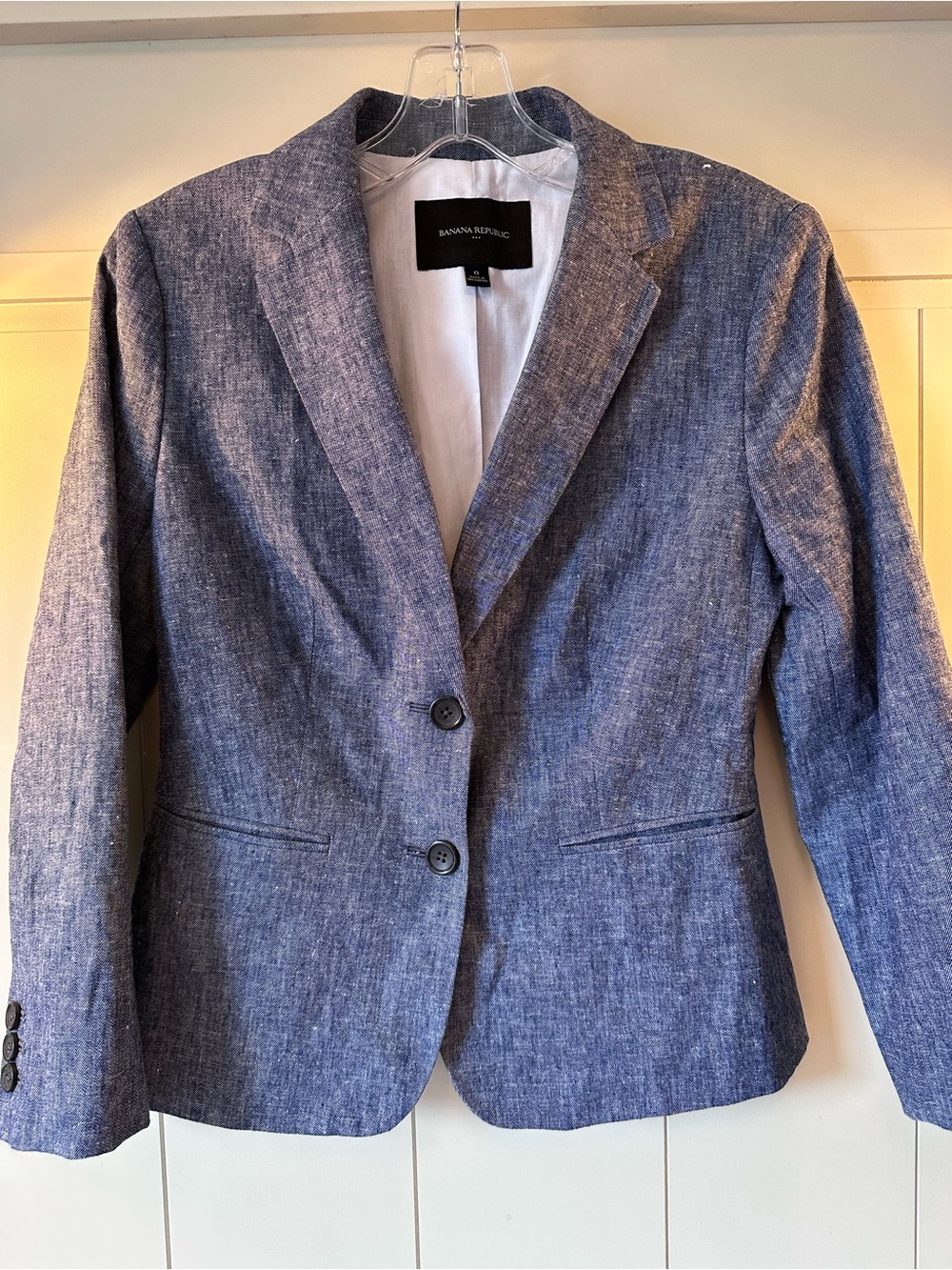 Banana Republic Heathered Navy Linen-Blend Women's Blazer